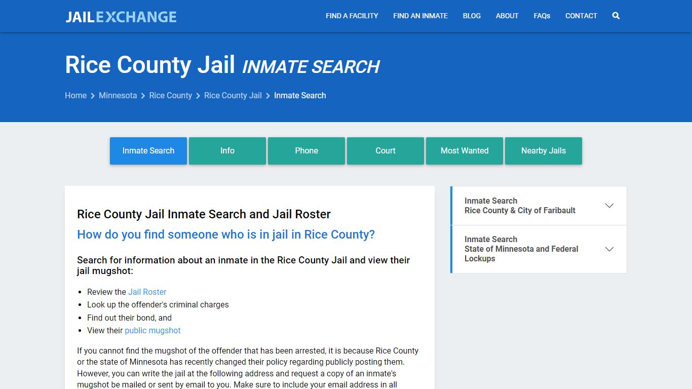 Inmate Search: Roster & Mugshots - Rice County Jail, MN